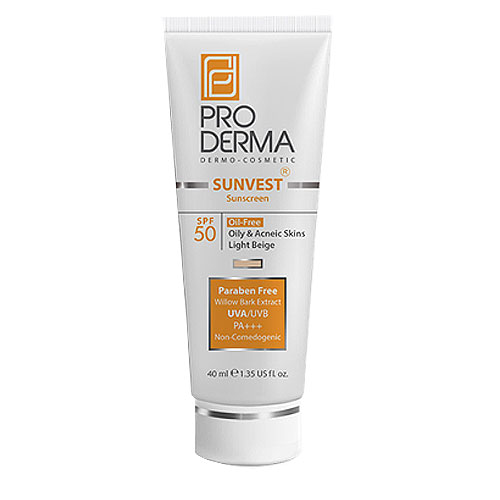 کرم ضد آفتاب رنگی فاقد چربی SPF 50 پرودرما 40ml