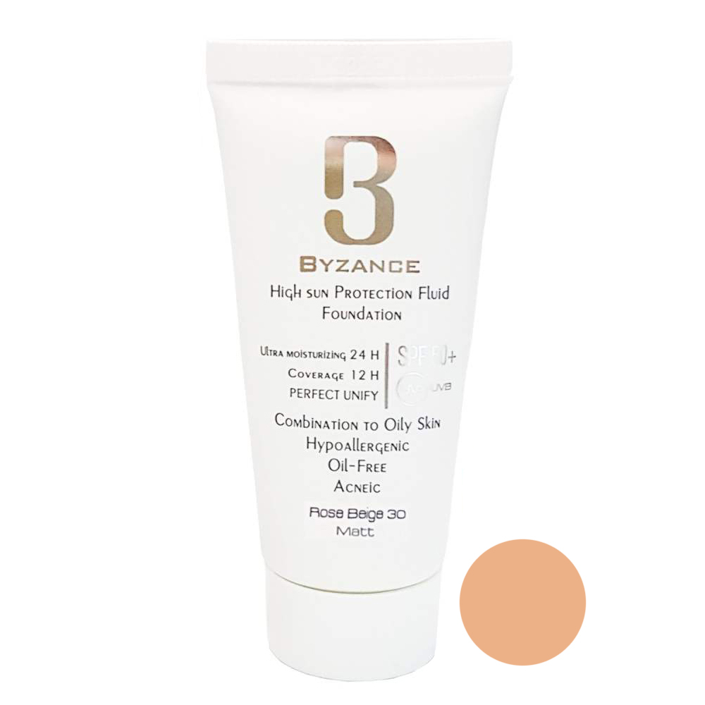 فلوئید ضد آفتاب کرم پودری SPF 50 پوست چرب بیزانس 30ml