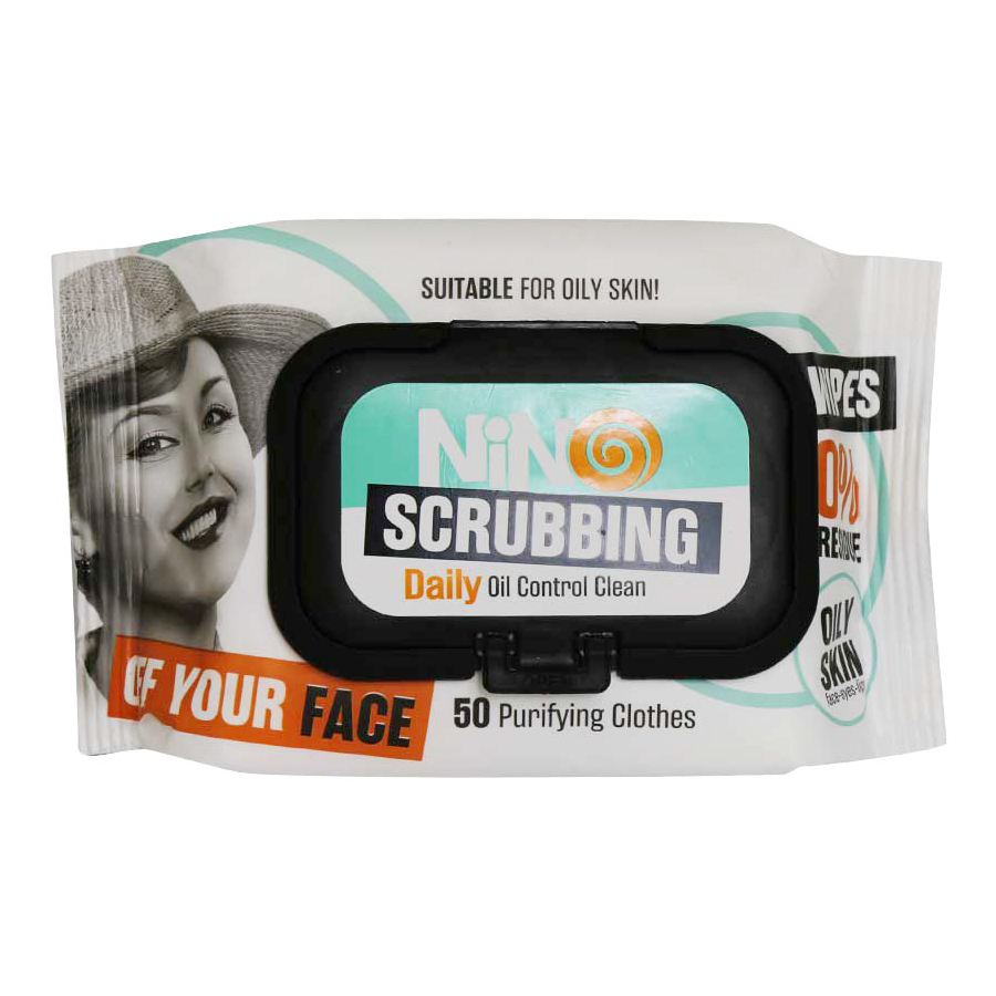 دستمال مرطوب آرایشی پوست چرب Scrubbing نینو