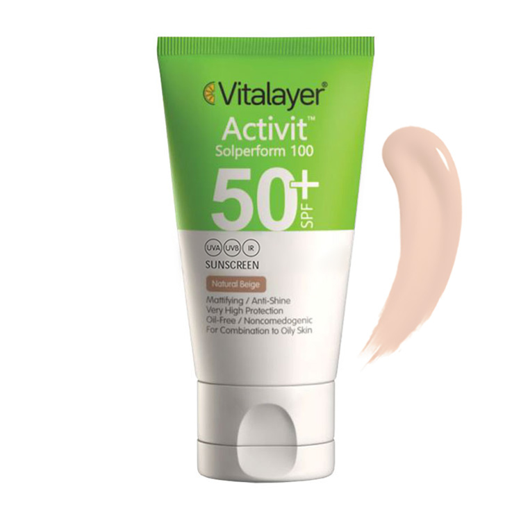 کرم ضد آفتاب رنگی پوست چرب Activit SPF50 ویتالیر 40ml