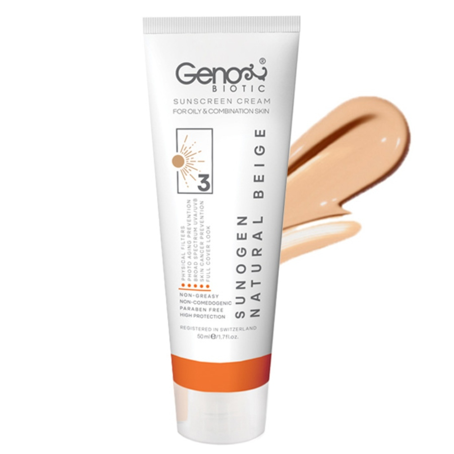 ضد آفتاب رنگی ژنوبایوتیک SPF50 پوست چرب 