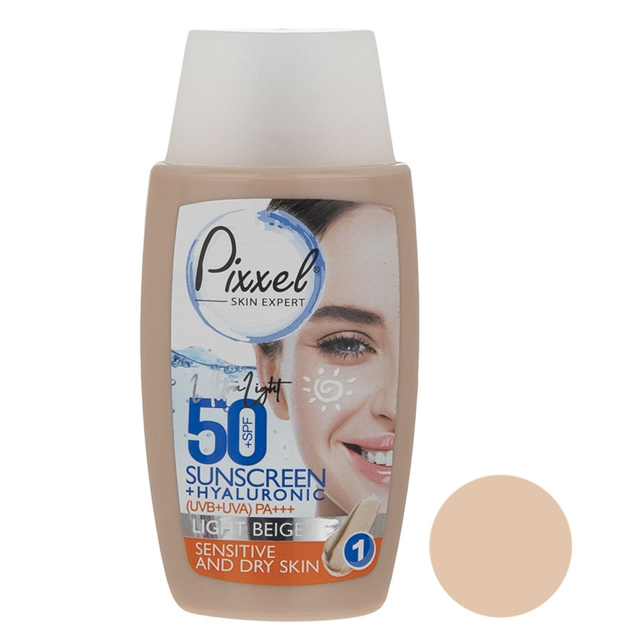 تستتتت کرم ضد آفتاب رنگی SPF50 پوست خشک و حساس پیکسل