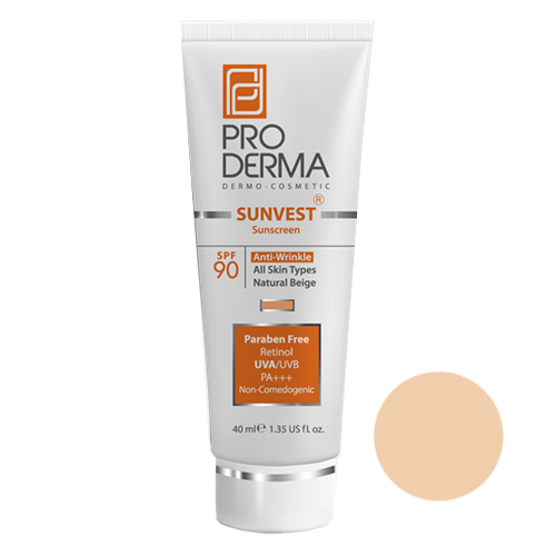 کرم ضد آفتاب و ضد چروک رنگی SPF90 پرودرما 40ml