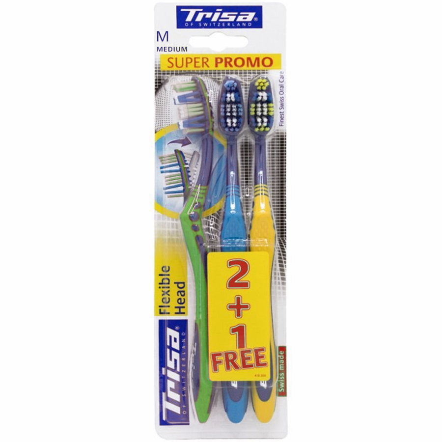 پک سه عددی مسواک Flexible Head با برس متوسط تریزا