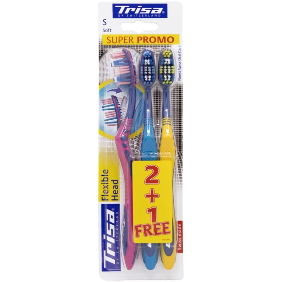 پک سه عددی مسواک Flexible Head با برس نرم تریزا