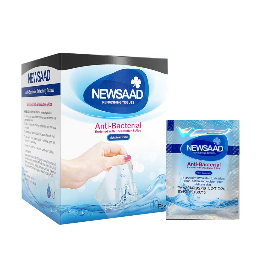 دستمال مرطوب آنتی باکتریال بسته 10 عددی نیوساد