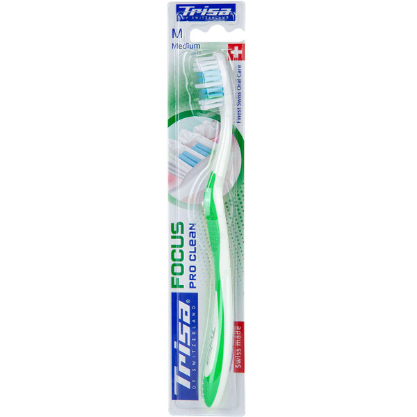 مسواک با برس متوسط همراه با درپوش Focus Pro Clean تریزا