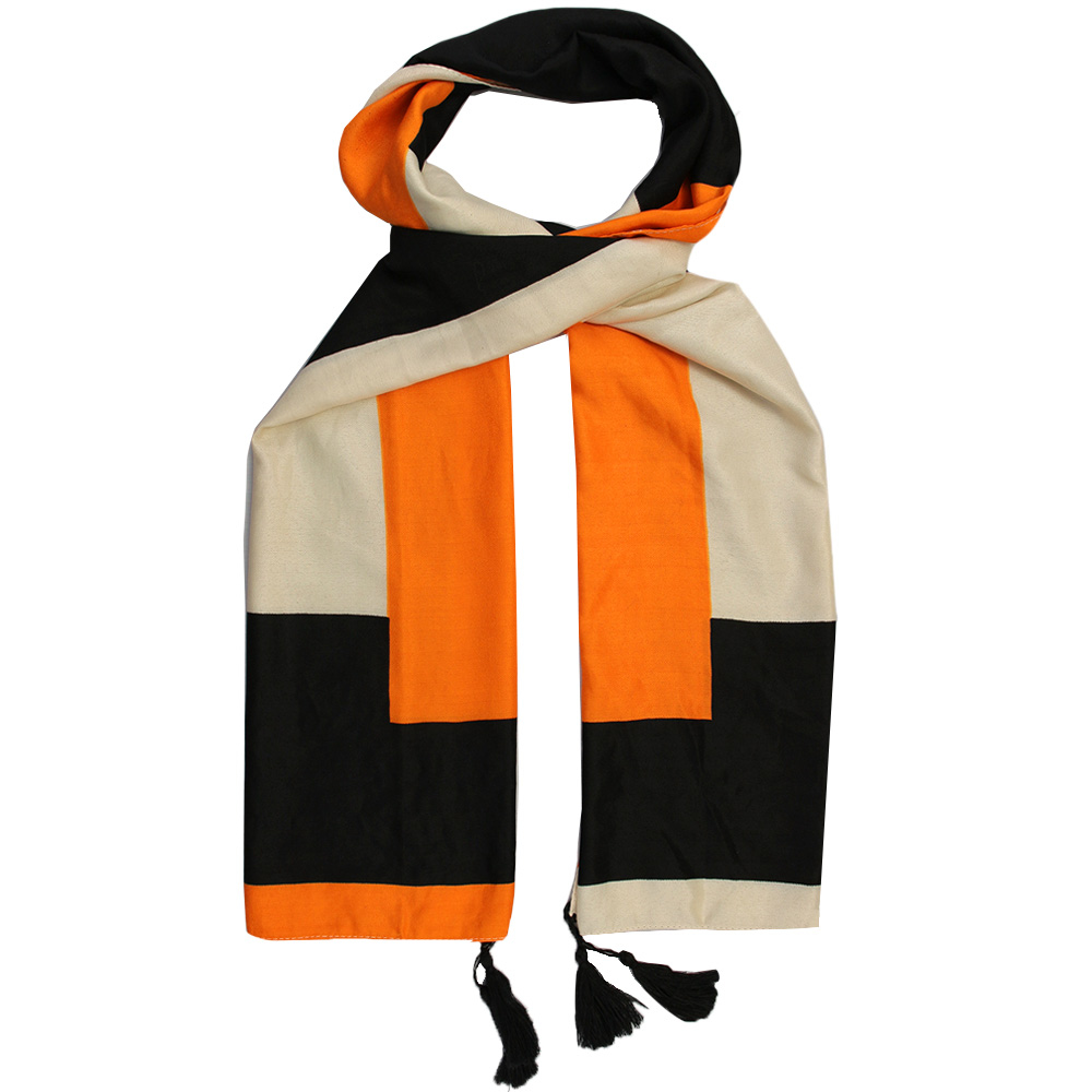 شال طرح مشکی نارنجی کد 12001