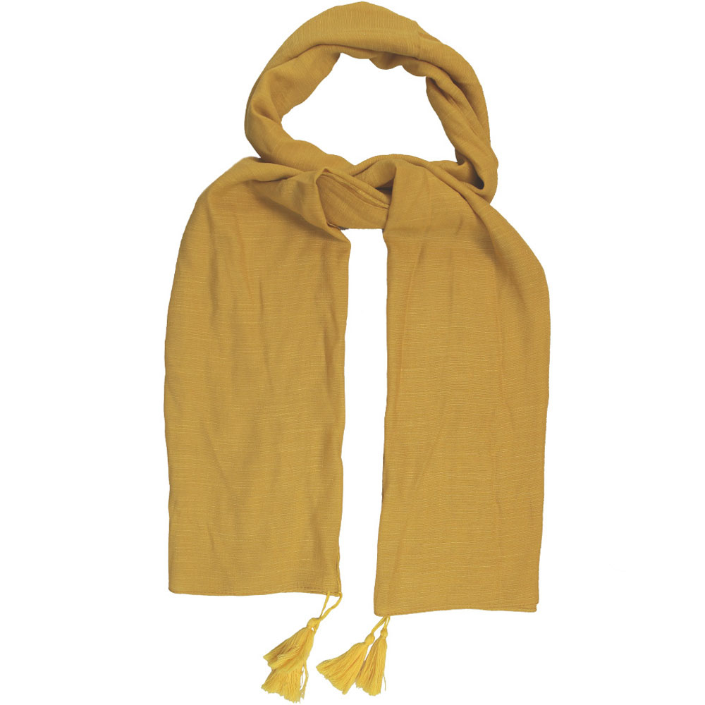 شال اسلپ منگوله دار رنگ خردلی کد 9008