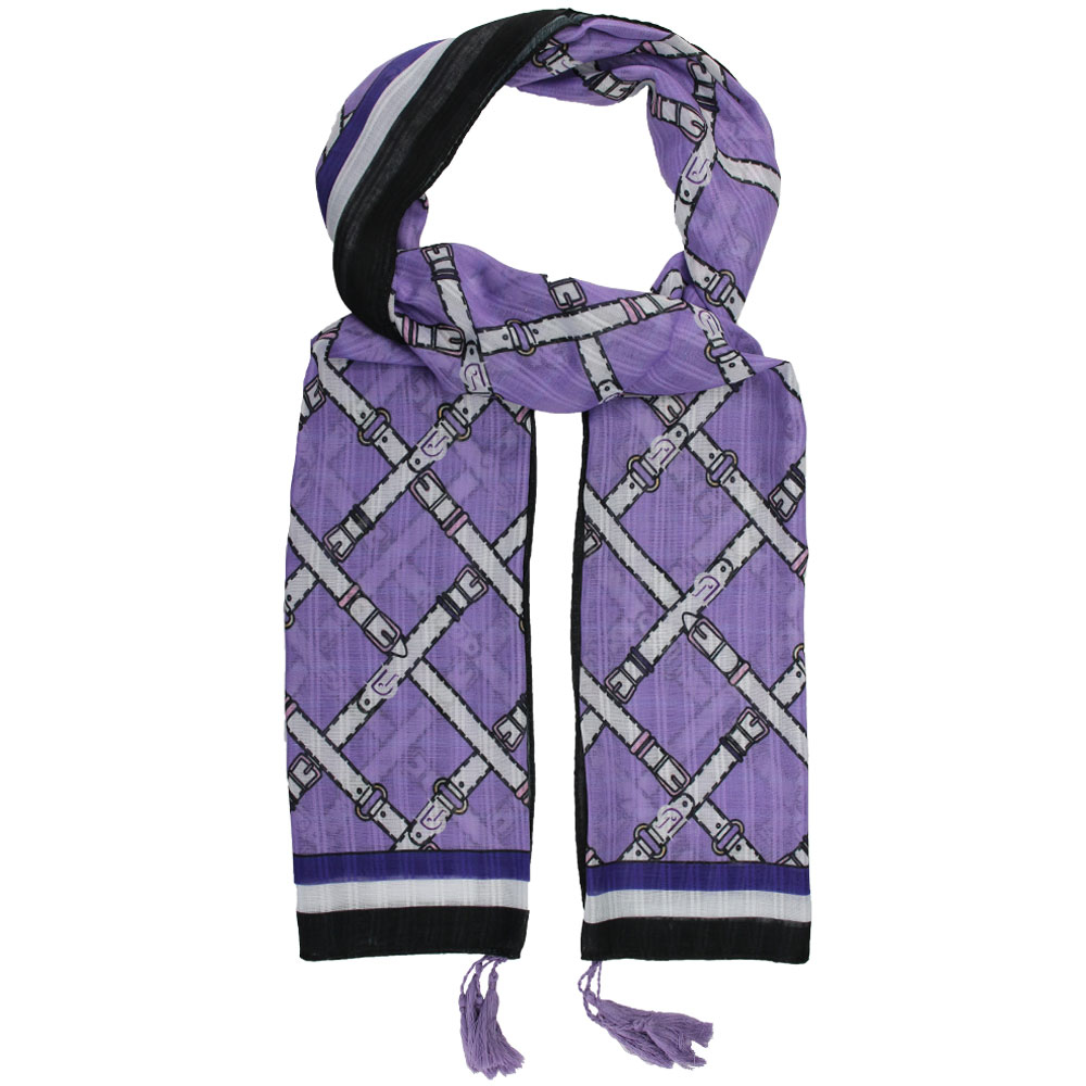 شال نخی طرح کمربندی ساده مشکی بنفش کد 23001