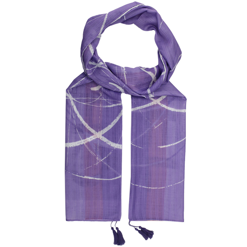 شال نخی شنل خط دار بنفش کد 23004