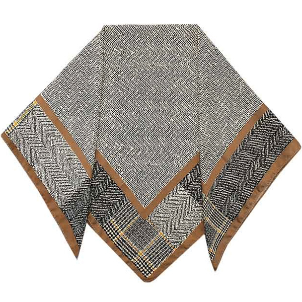 روسری کوتاه طرح فاستونی قهوه ای 6042