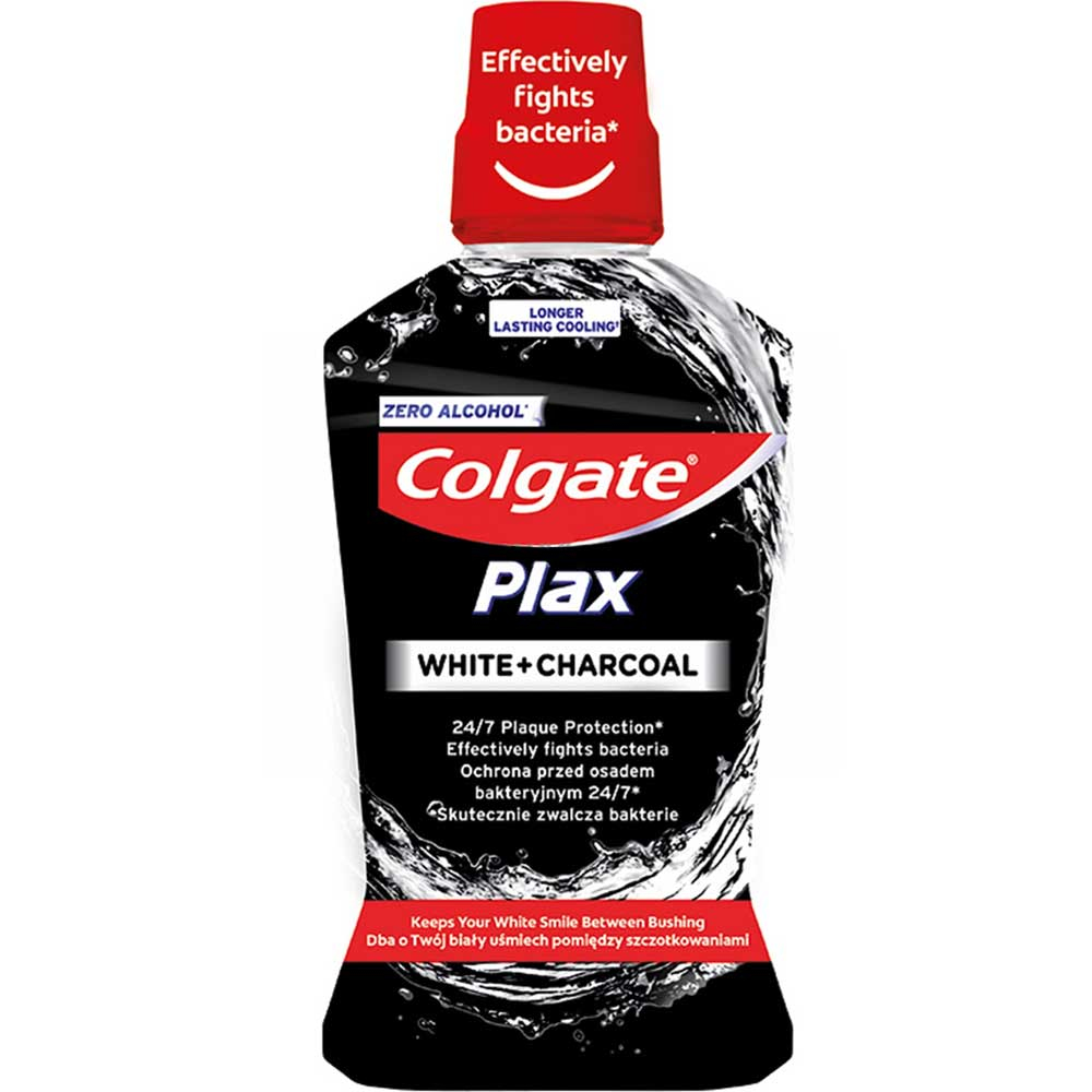 دهانشویه زغالی Plax White Charcoal کلگیت 500ml