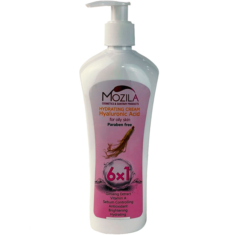 کرم پمپی آبرسان و مرطوب کننده حاوی هیالورونیک اسید و جینسنگ پوست چرب موزیلا 300ml