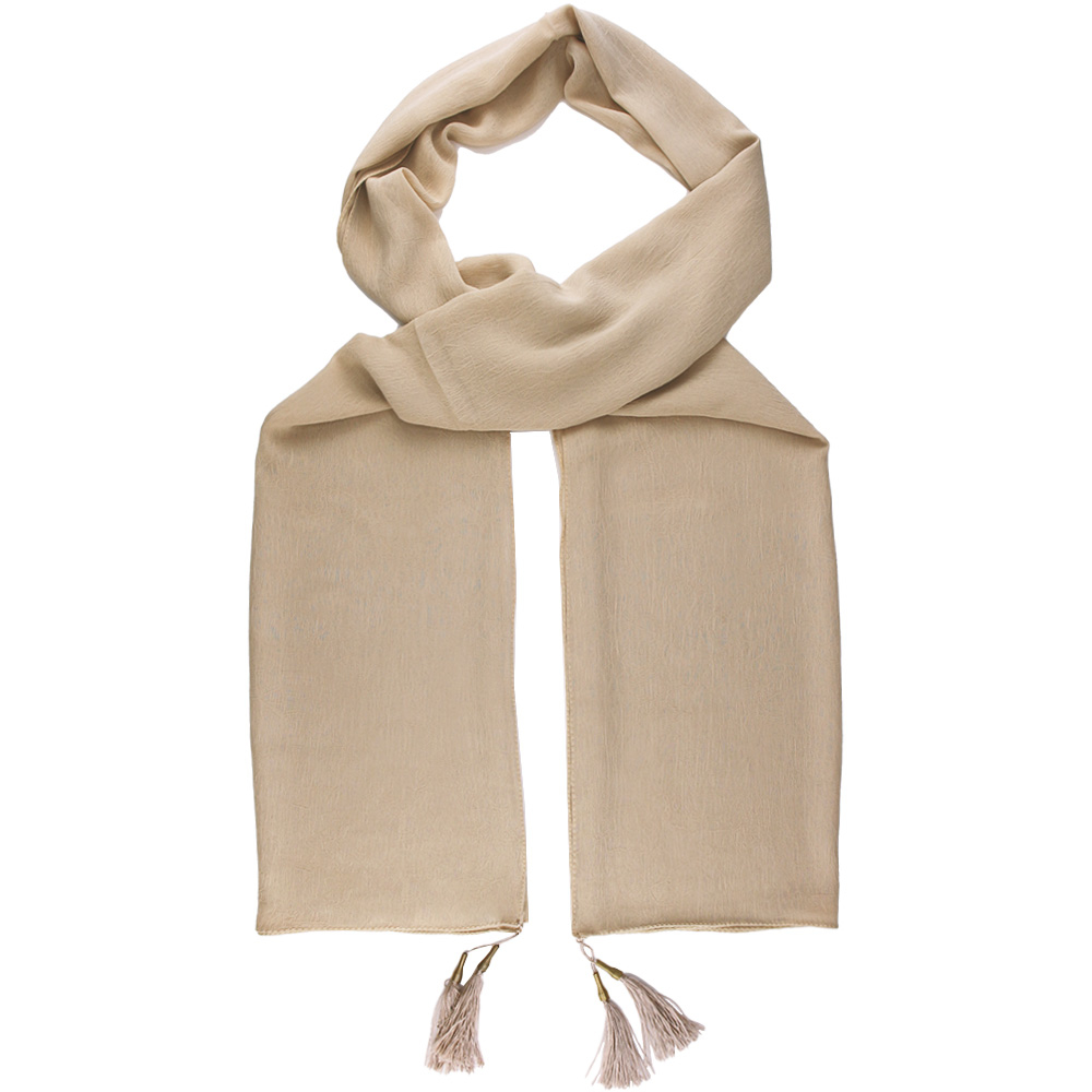شال حریر کرم کد 48004