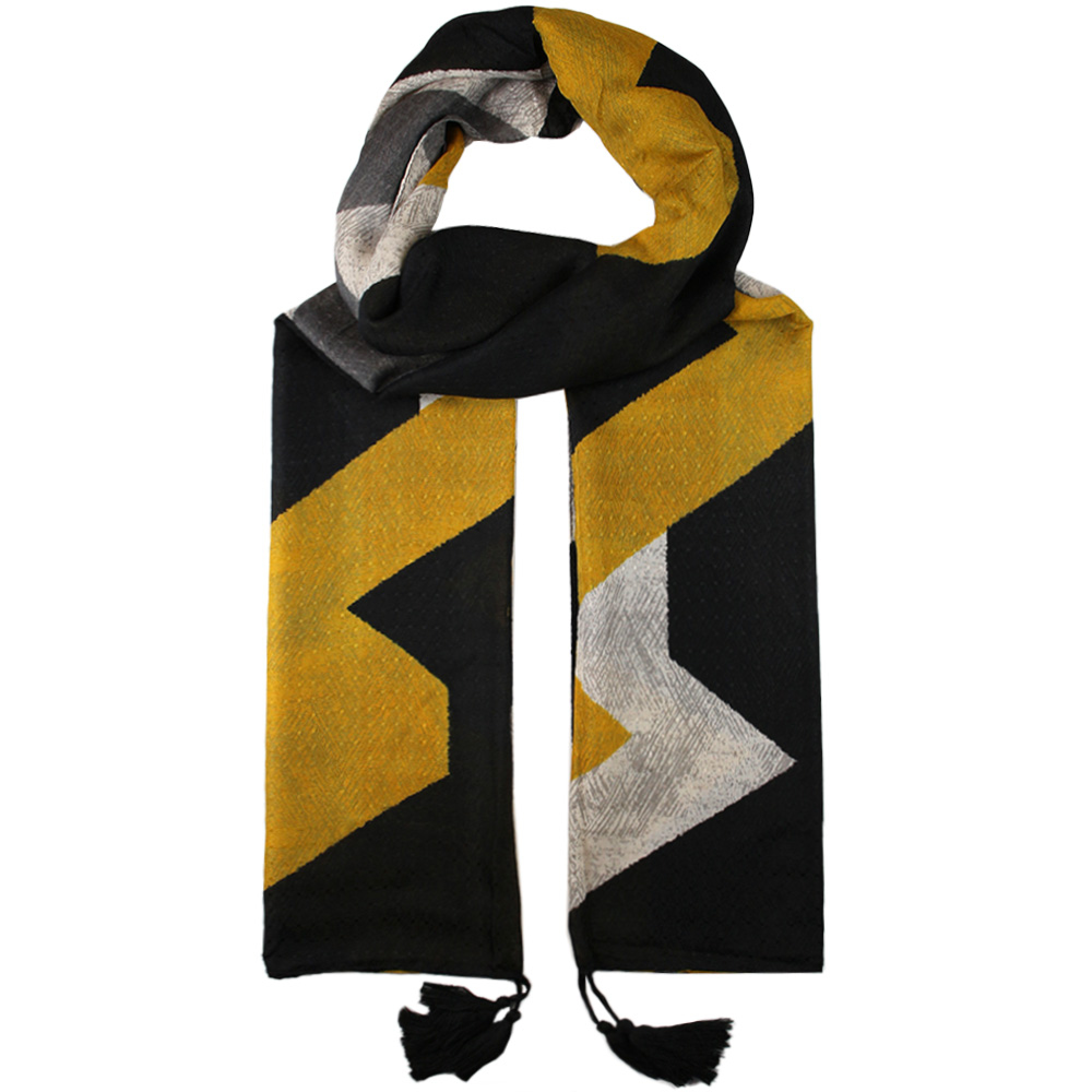 شال طرح دار زرد طوسی کد 49006