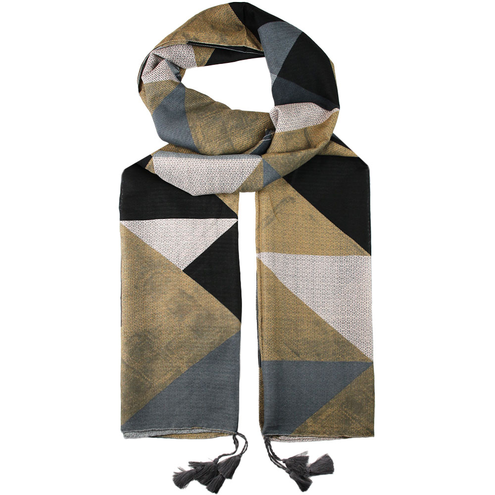 شال طرح دار کرم خاکستری کد 50001