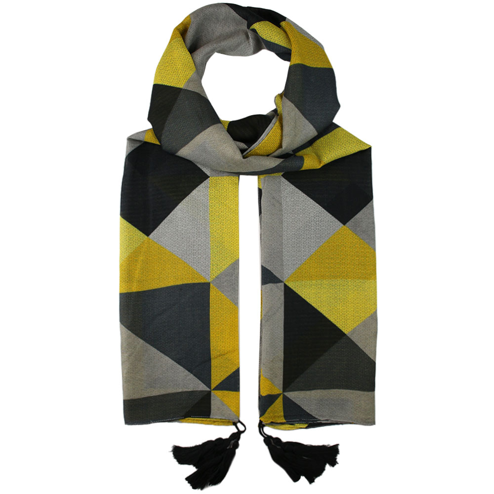 شال طرح دار زرد طوسی کد 50004