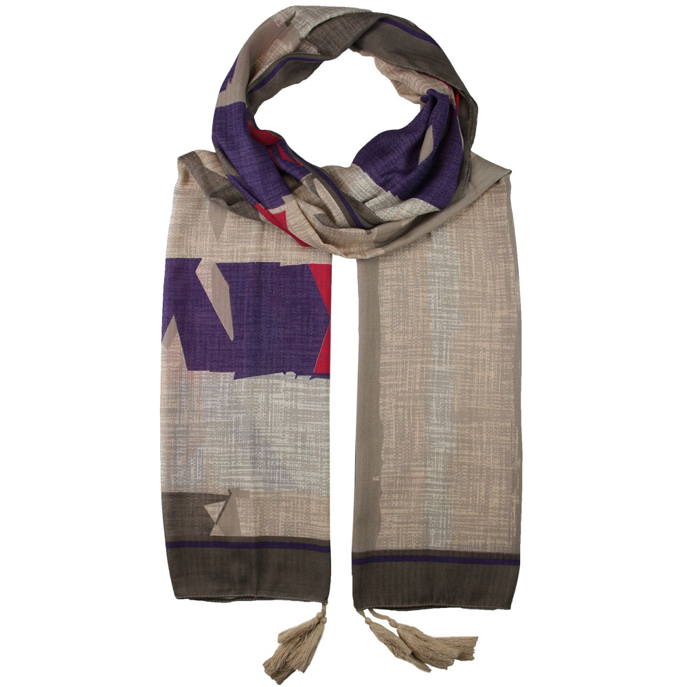 شال طرح دار کرم بنفش کد 52006