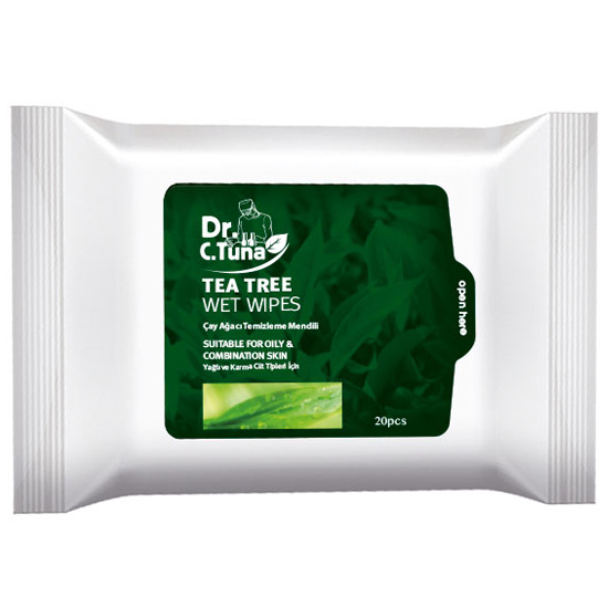 دستمال مرطوب Tea Tree دکتر سی تونا فارماسی بسته 20 عددی