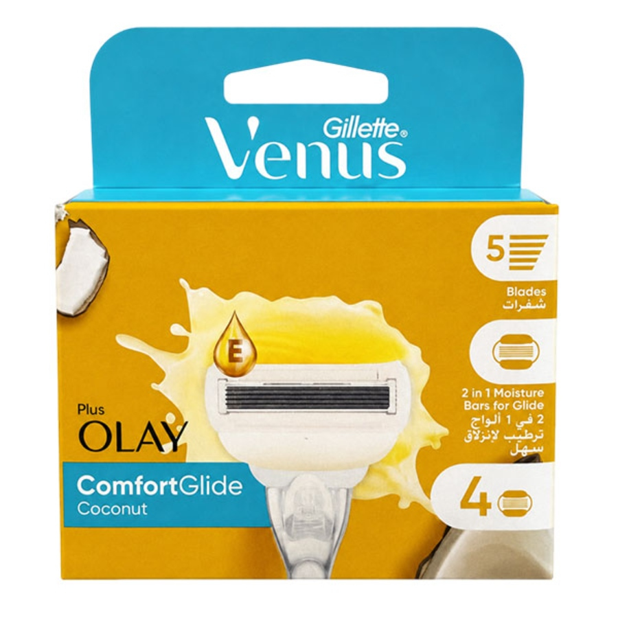 یدک خودتراش 5 تیغه 4 عددی ونوس ژیلت Comfortglide Coconut