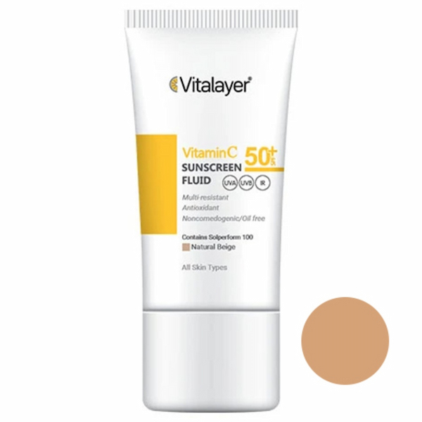 فلوئید ضد آفتاب رنگی ویتامین سی SPF50 ویتالیر 50ml