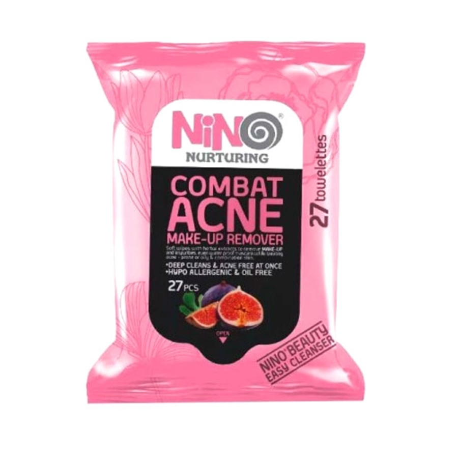 دستمال مرطوب پاک کننده آرایش ضد آکنه نینو 27 عددی