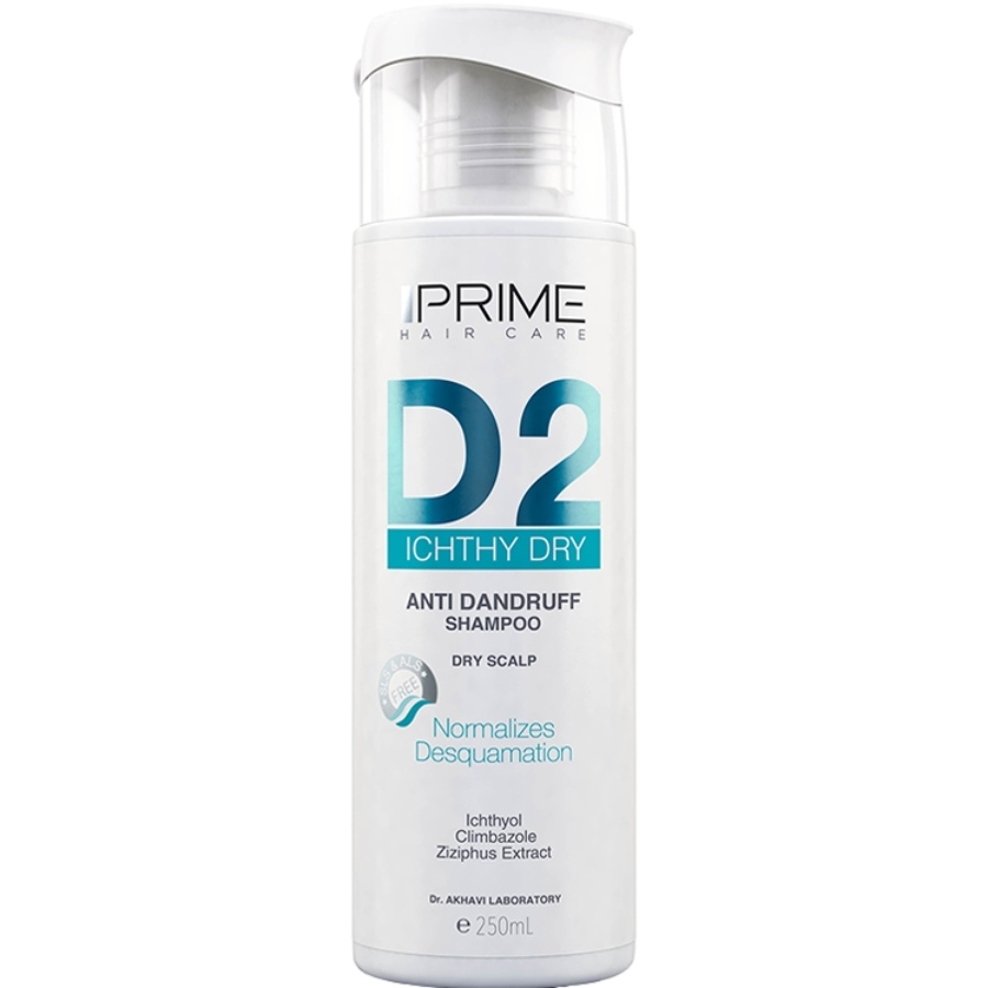 شامپو ضد شوره پوست سر خشک D2 پریم 250ml