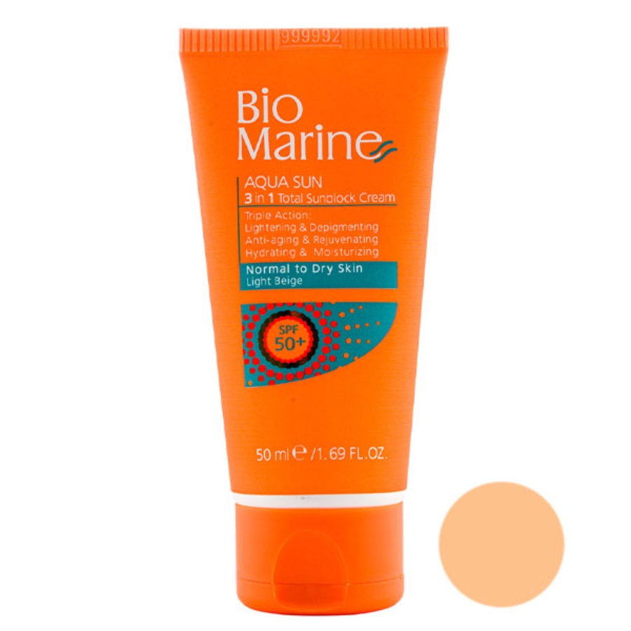 کرم ضد آفتاب رنگی روشن کننده و ضد چروک بایومارین SPF50 