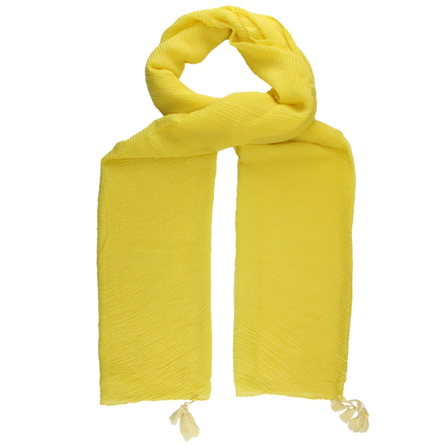 شال نخی پلیسه رنگ زرد کد 24011