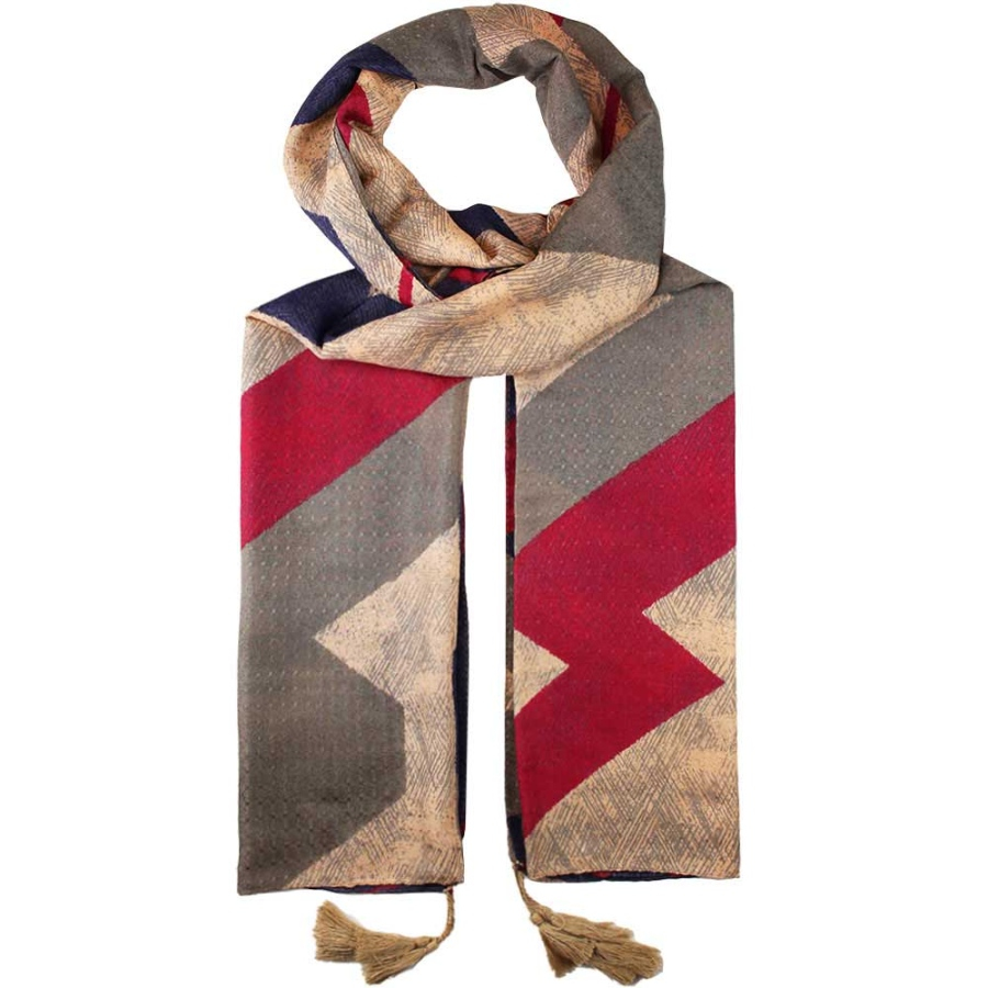 شال طرح دار سرخابی سرمه ای کد 49005