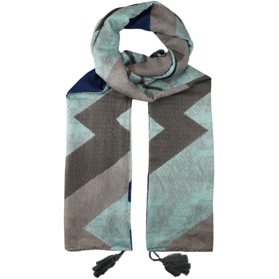 شال طرح دار آبی سرمه ای کد 49001