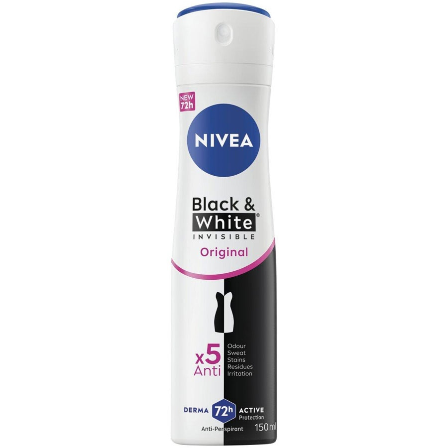 اسپری ضد تعریق زنانه Invisible Black & White Original نیوا 150ml