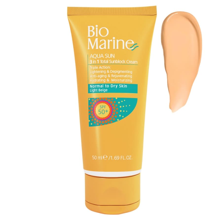 کرم ضد آفتاب رنگی روشن کننده و ضد چروک پوست خشک SPF50 بایومارین 50ml