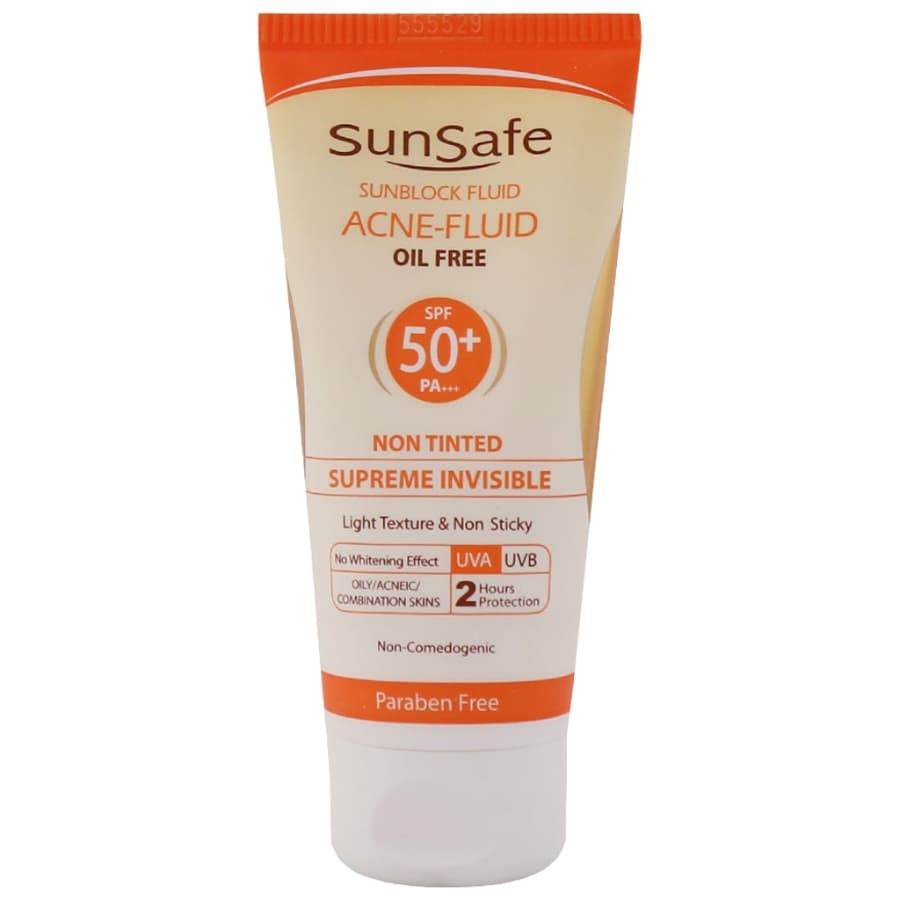 فلوئید ضد آفتاب سان سیف spf50 فاقد چربی بی رنگ 50ml