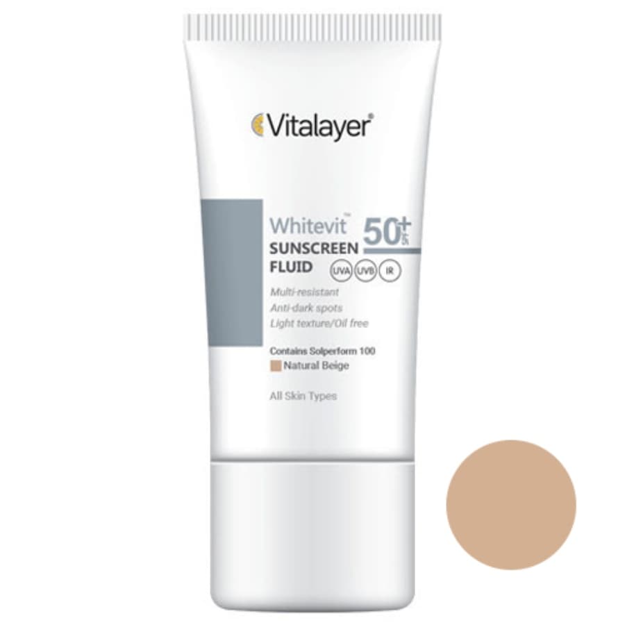 فلوئید ضد آفتاب و ضد لک رنگی Whitevit SPF50 ویتالیر 50ml