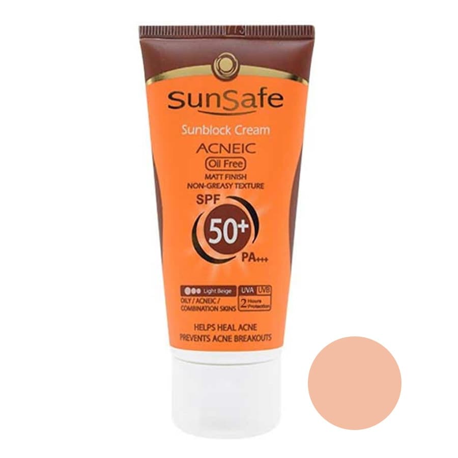 کرم ضد آفتاب رنگی SPF50 سان سیف پوست های چرب و آکنه ای 